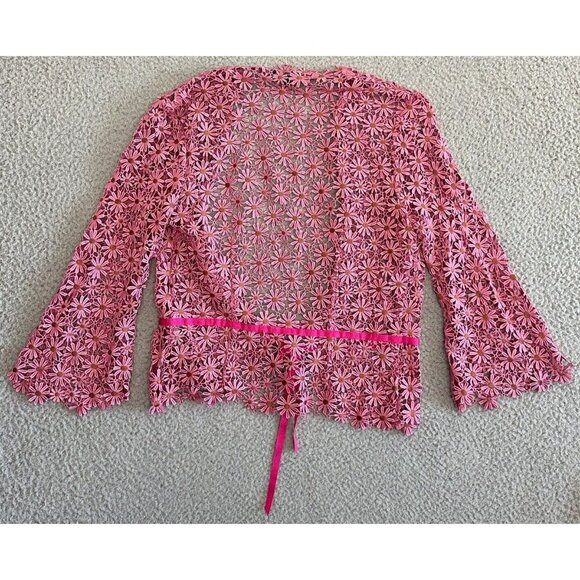 Tocca Pink Blazer Eyelet Floral Embroidered Coquette Feminine Demure - Picture 2 of 16